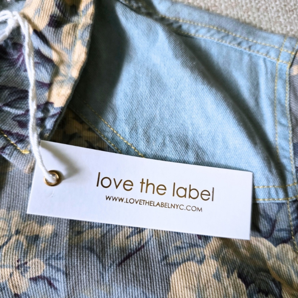 Anthropologie Love The Label Floral Chambray Button-Down Size XXSP - Picture 7 of 7